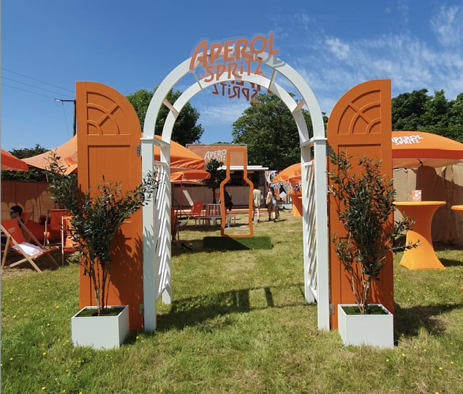 Outdoor event signage at a festival
