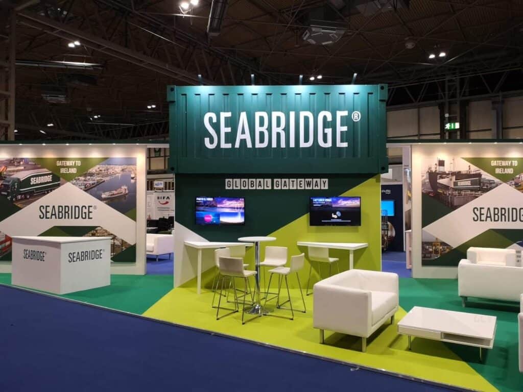 An Exhibition stand made from shipping containers.