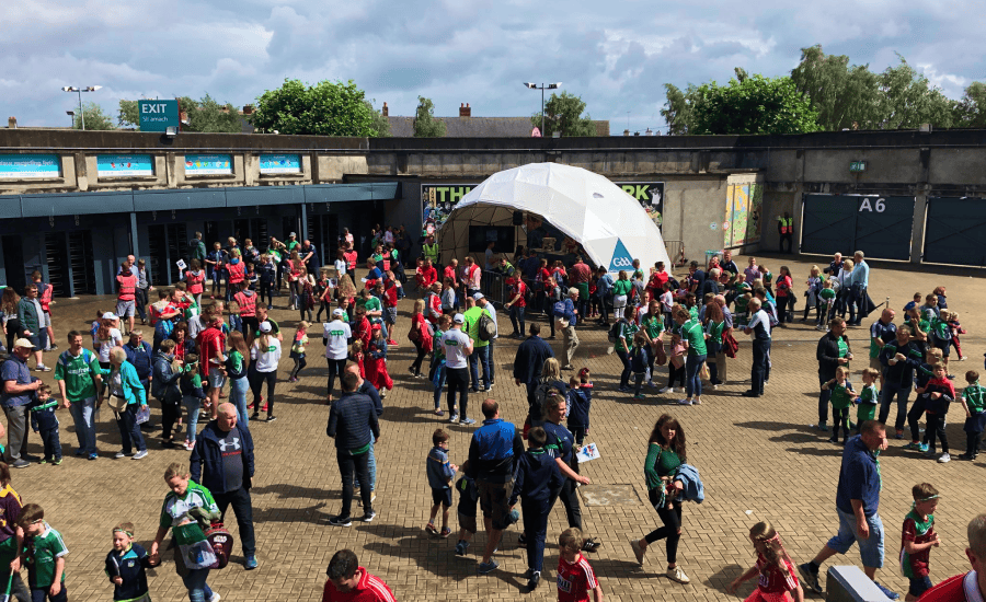 A group of people outdoors at an event