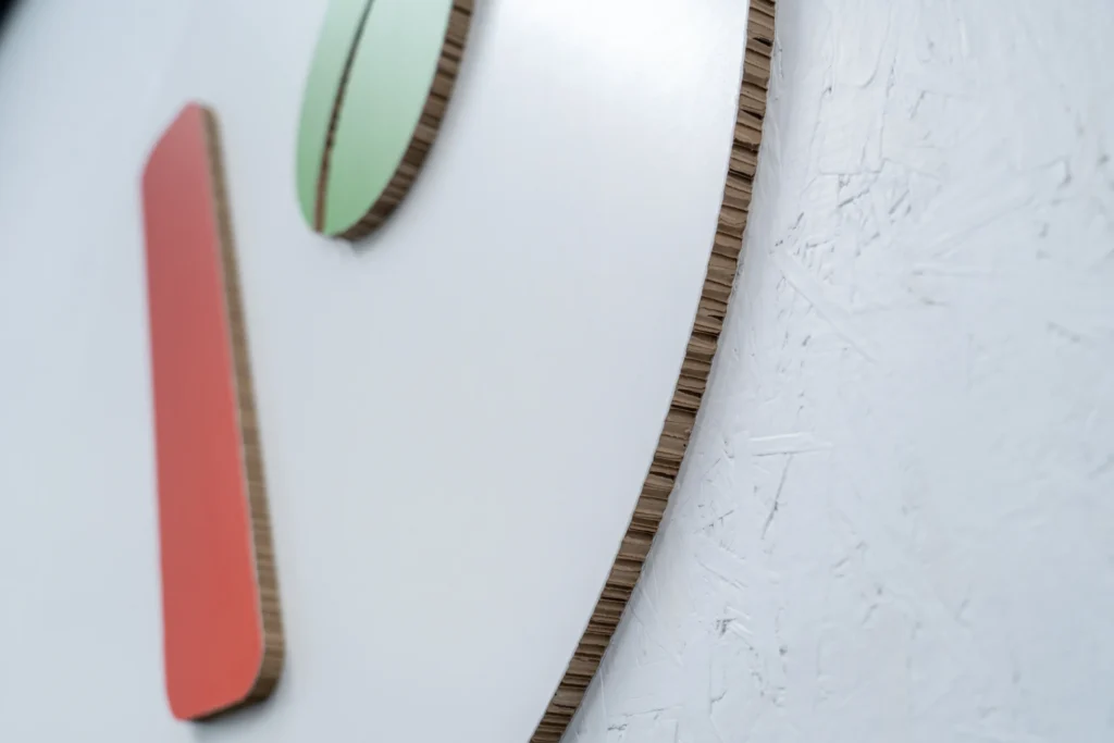 an up-close shot of the digitally cut sustainable materials for branding